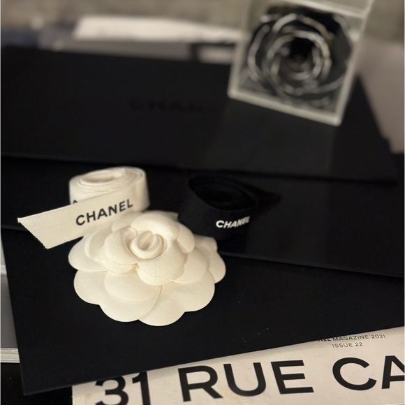 Authentic Chanel Ribbon and Camelia Bundle - Picture 1 of 3